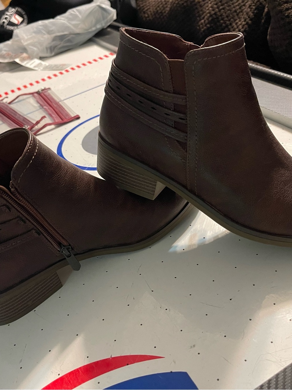 Women's Dark Brown Ankle Booties with Strap Detail